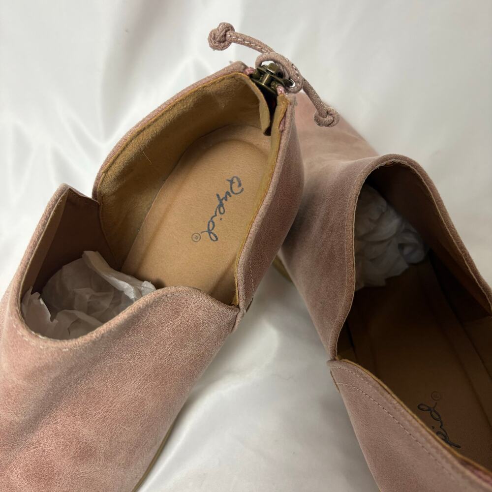 Qupid Blush Pink Suede Stacked Heel Ankle Boots Booties Women's US 10 - Picture 7 of 8